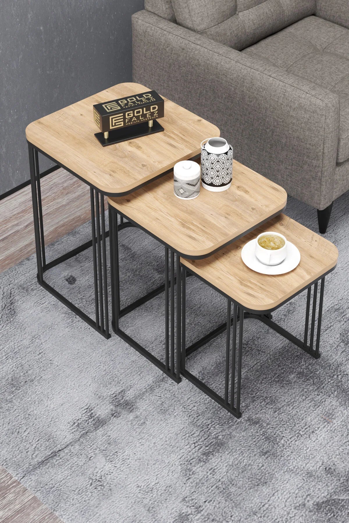 Маса за кафе Alize Nesting кафява 3 бр