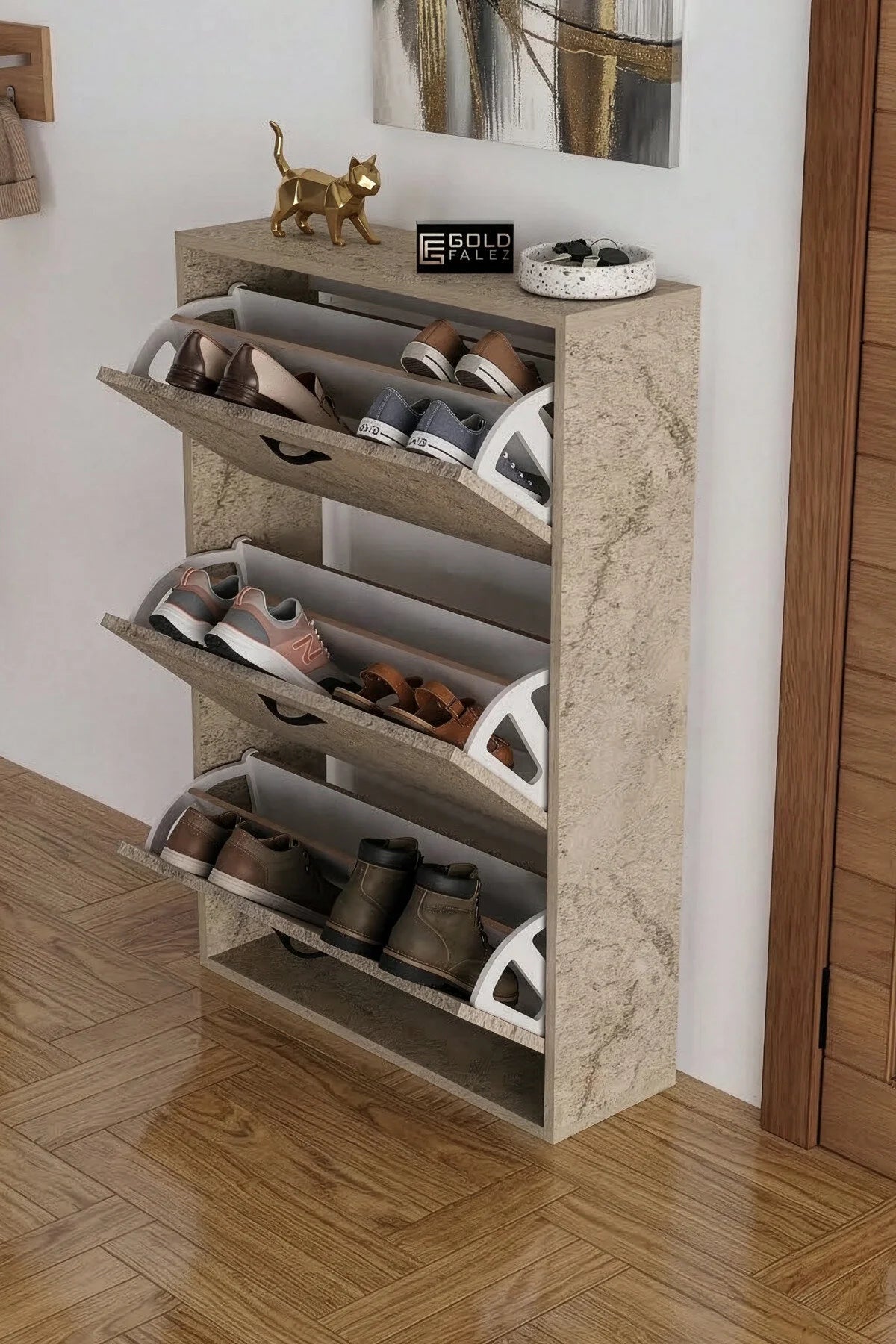 Поставка за обувки с падащ капак Ecru 74 cm – görsel 3