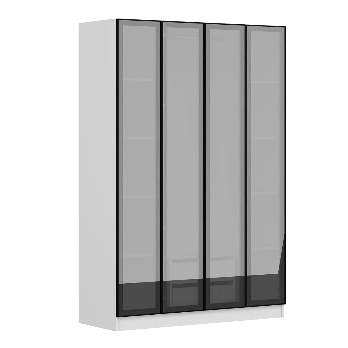Alin 4 Doors Hidden 2 Drawers Reflective Glass Doors Cabinet White – image 5