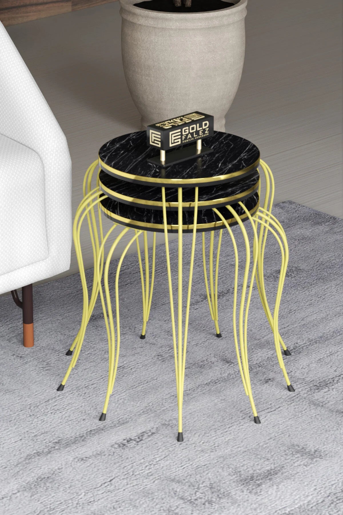 Маса за кафе Lükens Nesting Bendir черна от 3 части – изображение 3