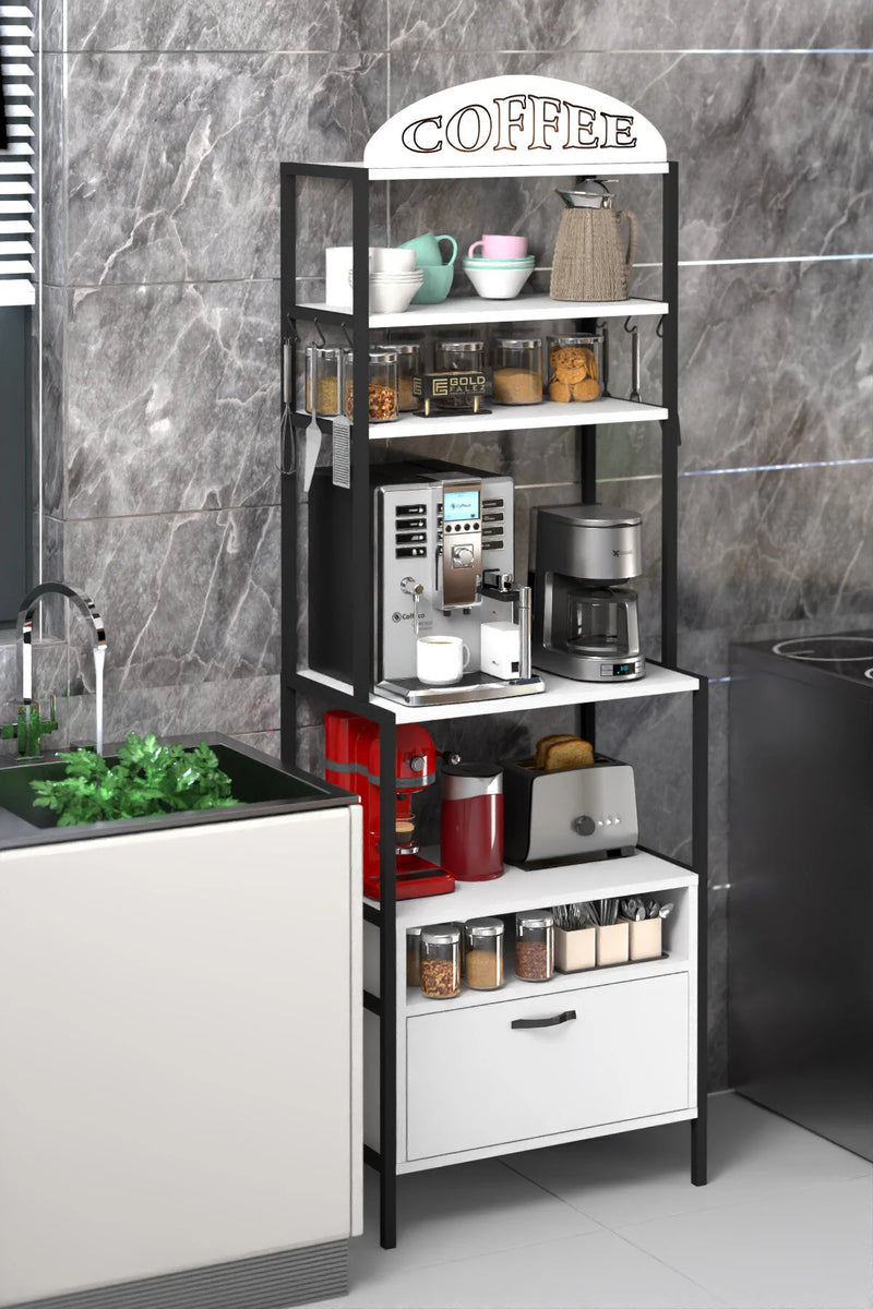 Metal Coffee Corner White 196 cm