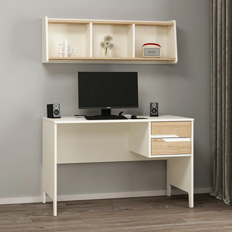Ruby Desk and Hanging Bookcase Set Moonstone Deep Basket