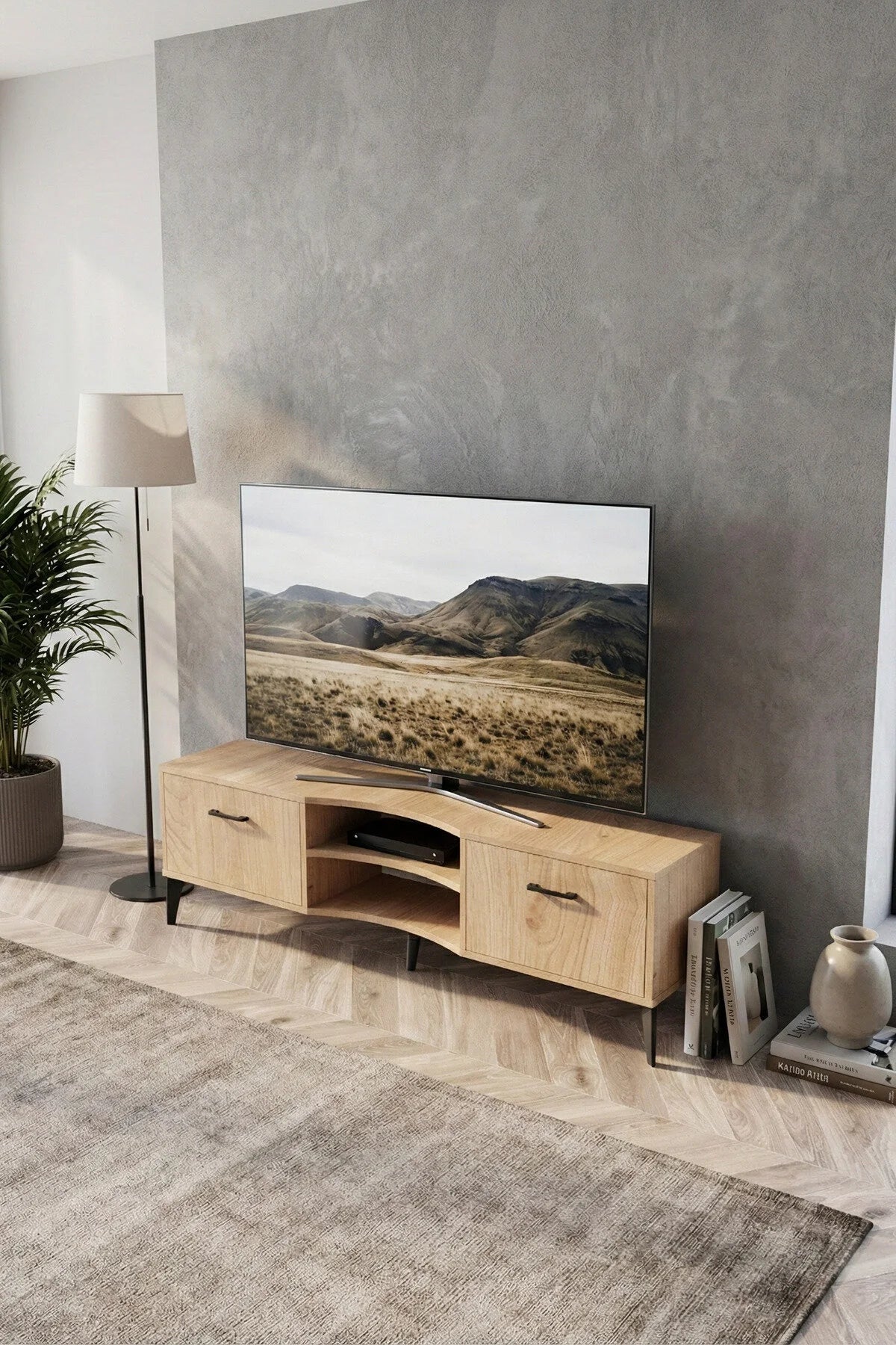 Стойка за телевизор Vera ПДЧ бежово 160x35 – görsel 5