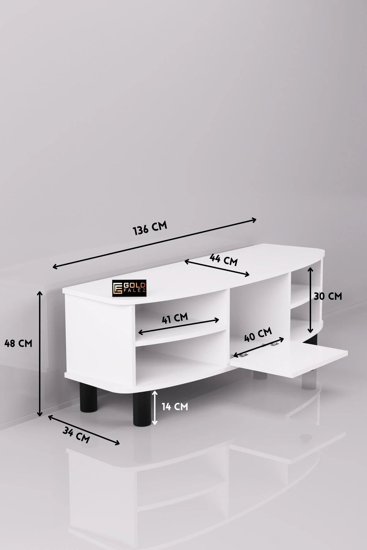 Стойка за телевизор Vienna ПДЧ бяла 136x44 cm – изображение 2