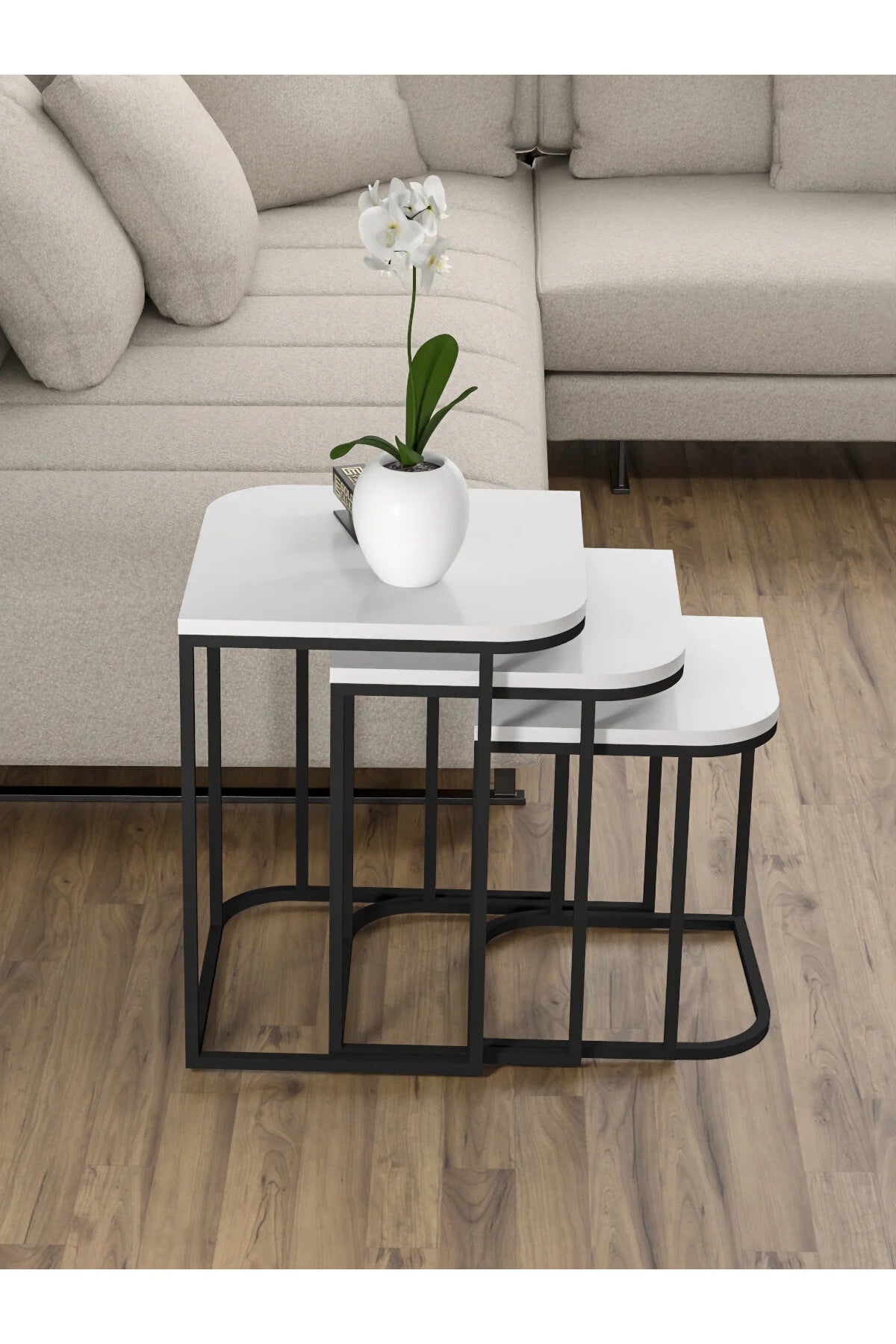 Маса за кафе Damla Nesting Бяла 3 бр – изображение 3