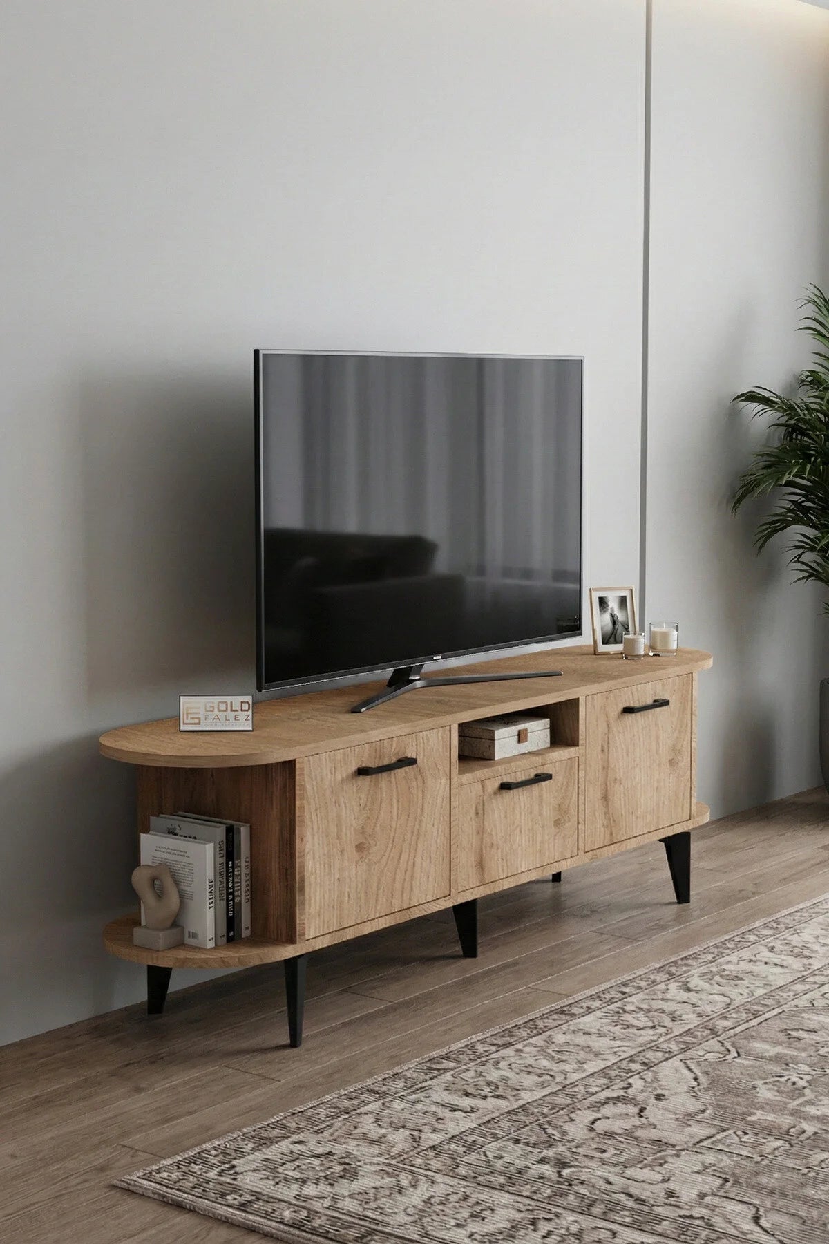 Стойка за телевизор Mira ПДЧ бежово 160x35 cm – изображение 3