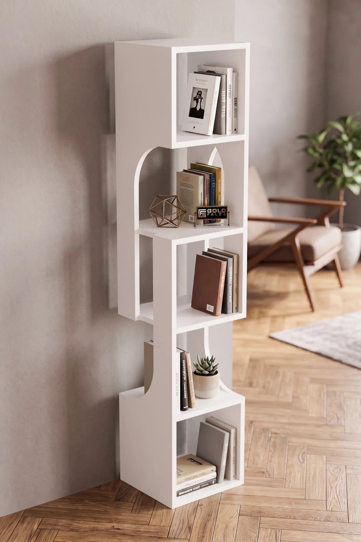 Bookcase Wood Decorative Shelf 5 Tier Modern Multi Purpose Bookcase Living Room Office Book 981618