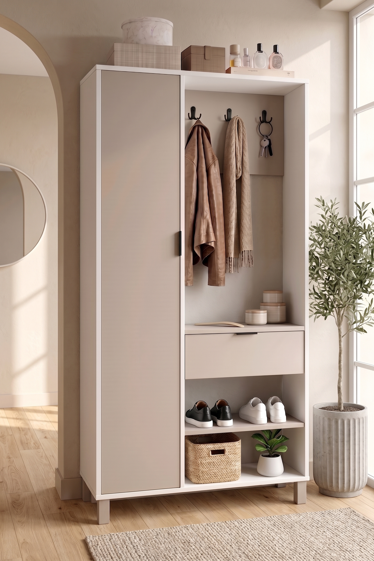 Yuru Design Terra Гардероб Бял - Coast TR1-WC