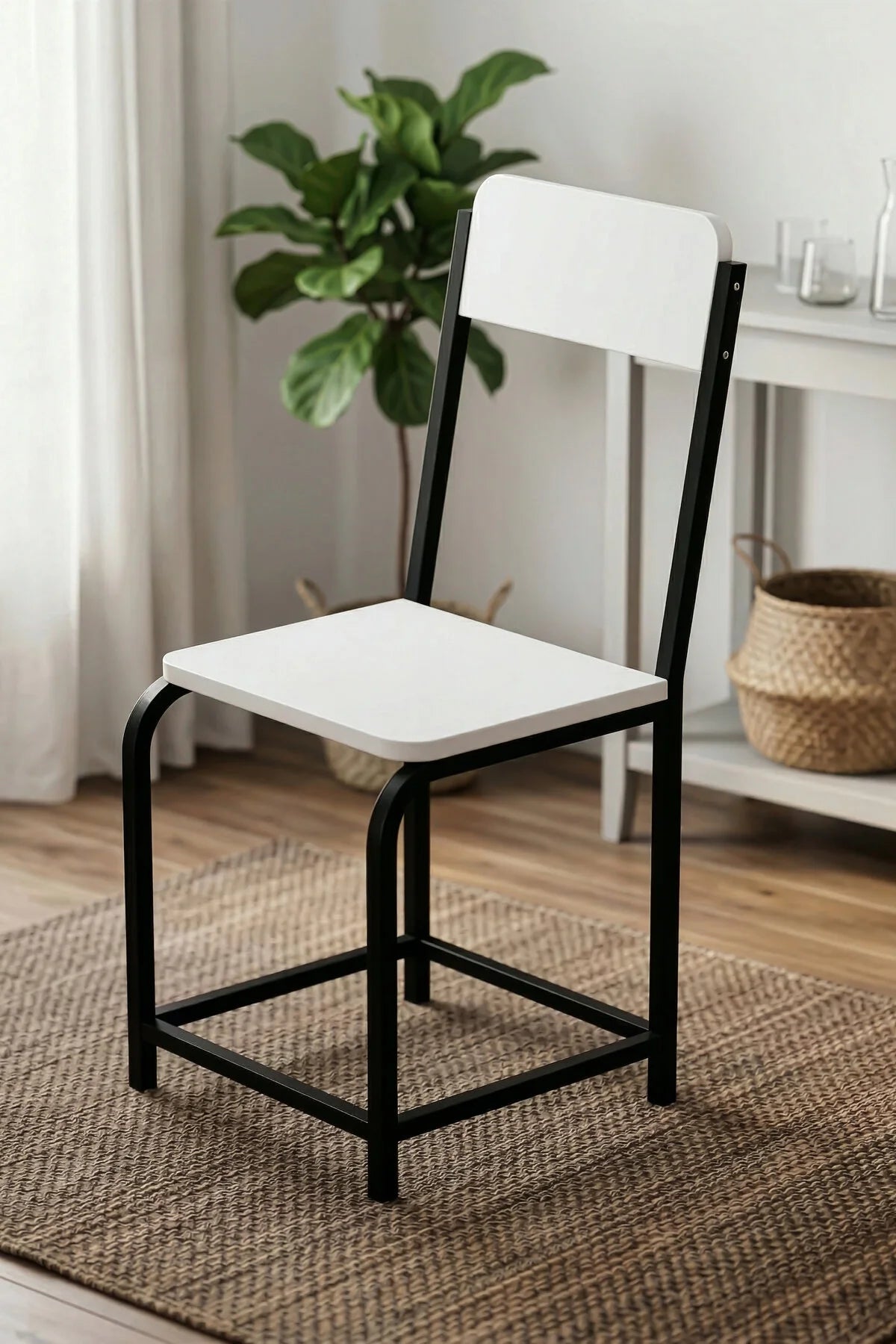 Малък стол с метални крака ПДЧ White – изображение 4