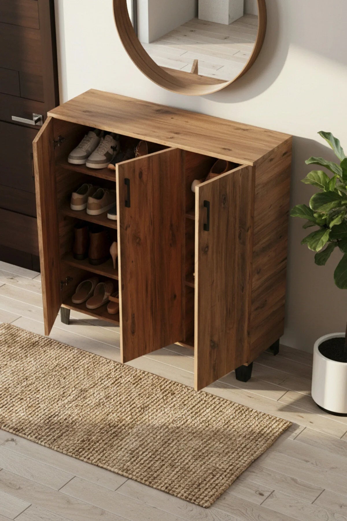 Шкаф за обувки Кафяв 105 cm – изображение 3