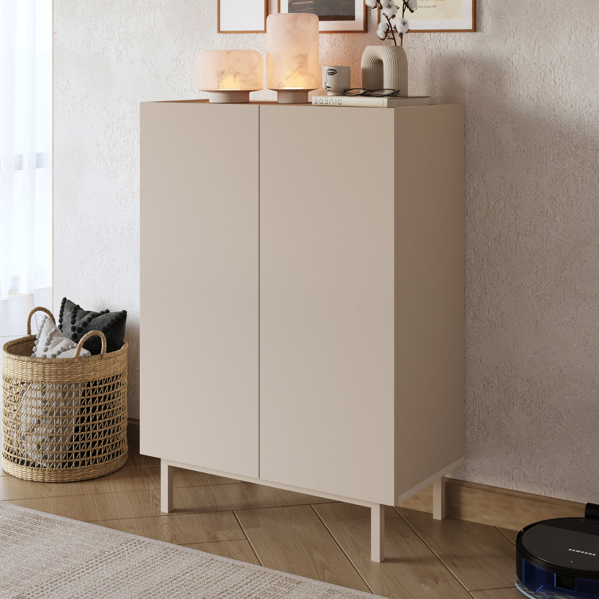 Yuru Design Sedra Шкаф за обувки Sepet - Бял - Естествено буково дърво SD8-CS – изображение 4