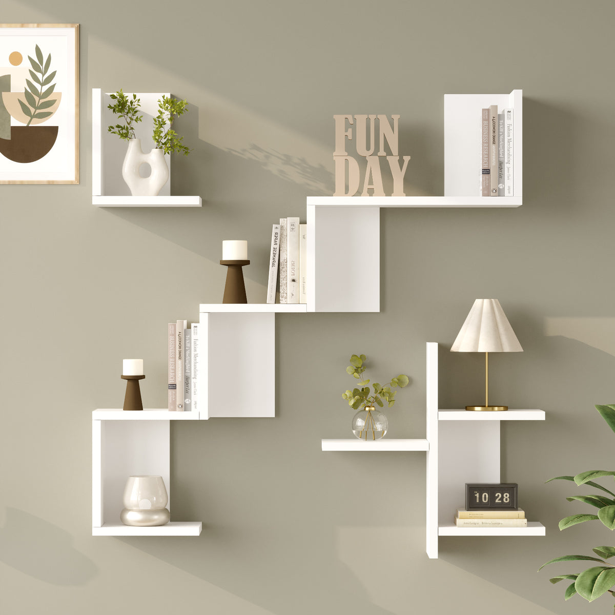 Стенен рафт Yuru Design, бял, WL27-W – изображение 2
