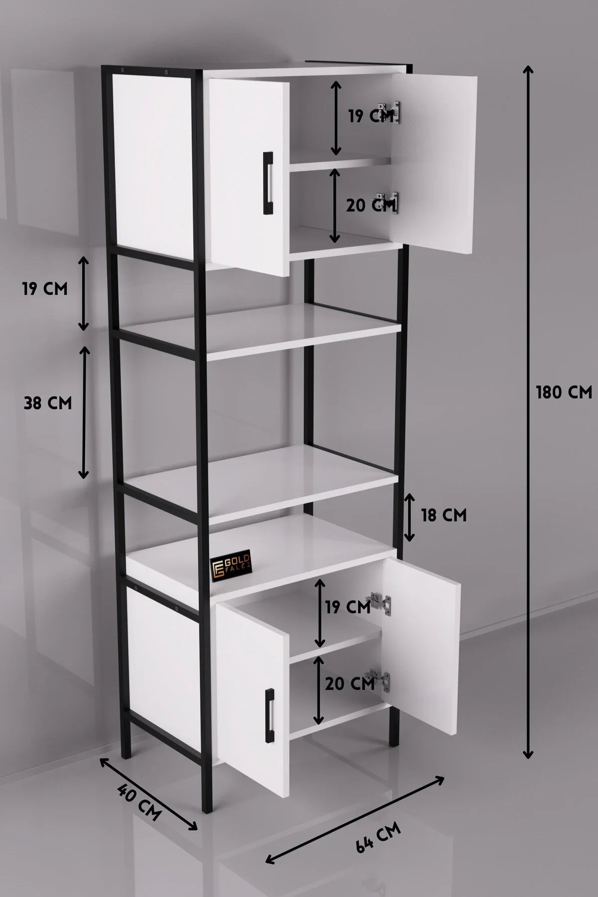 Шкаф за фурна с метални крака Бял 64 cm – görsel 5