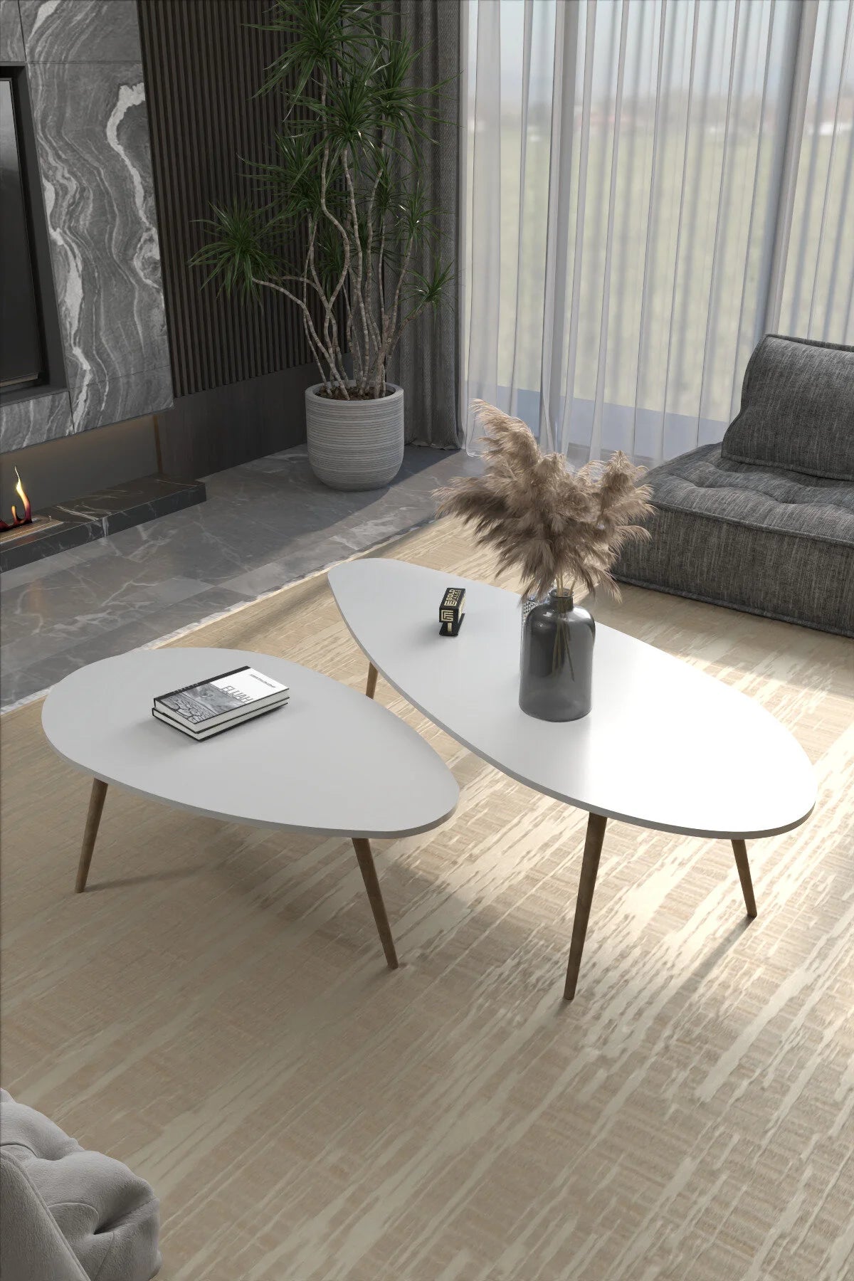 Комплект масичка Ellipse ПДЧ White 116x46 – görsel 3