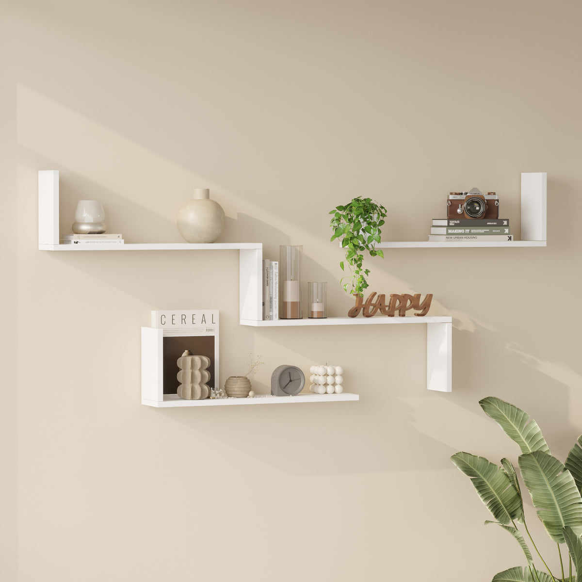 Yuru Design Етажерка Стенна Етажерка Бяла WL28-W – изображение 3
