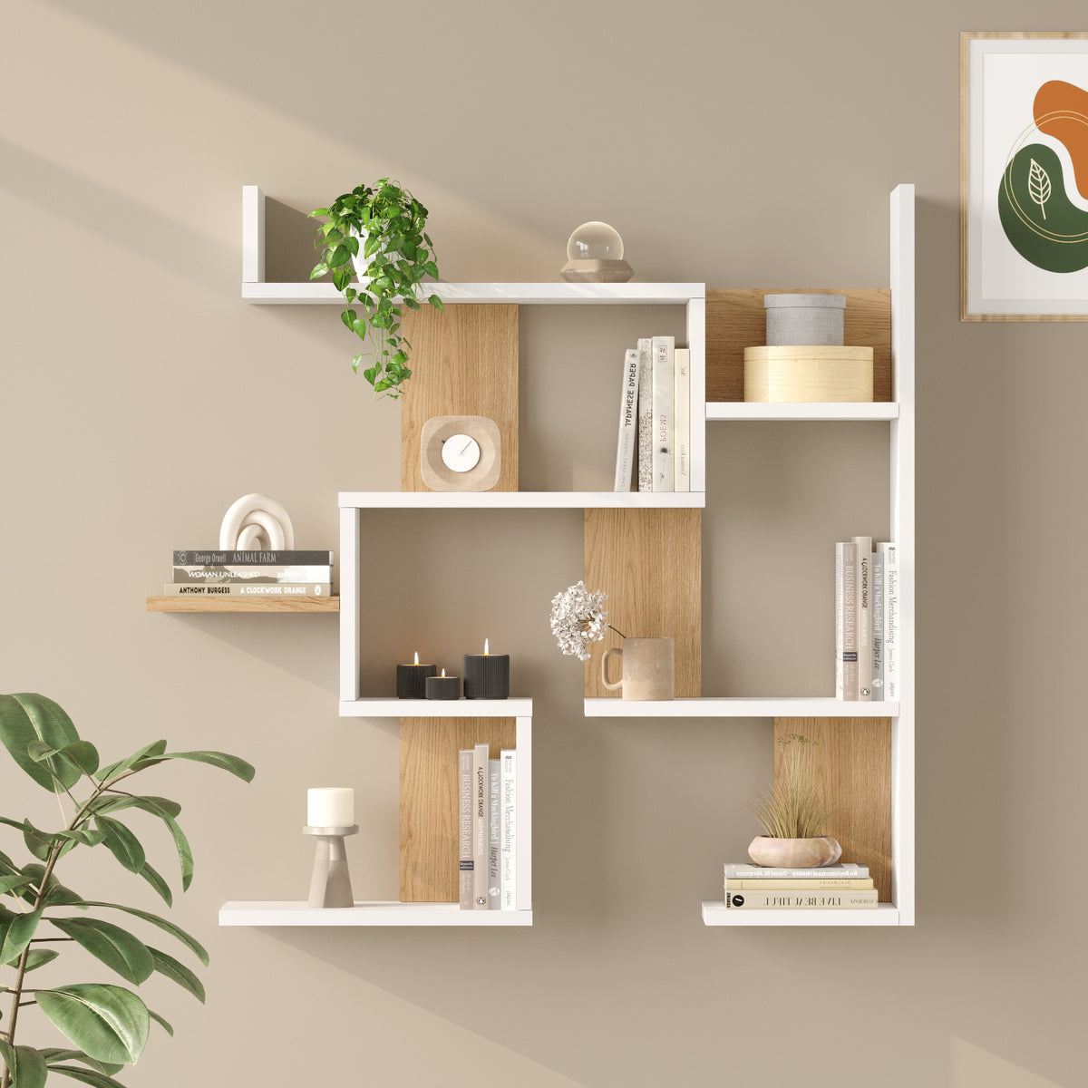 Yuru Design Стенен рафт с кошница - Бял WL26-SW – изображение 2