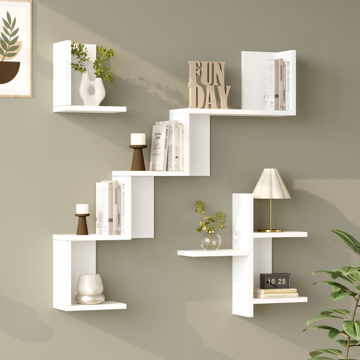 Стенен рафт Yuru Design, бял, WL27-W – изображение 3