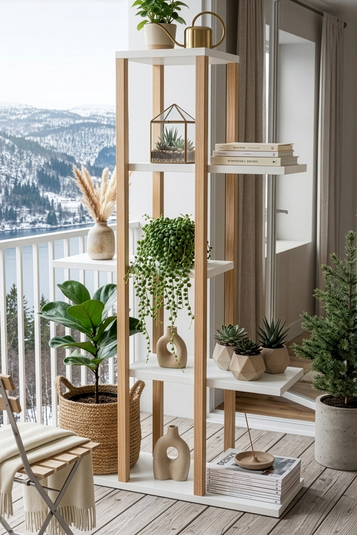 Етажерка Yuru Design Blom, бяла - бук BL1-WK