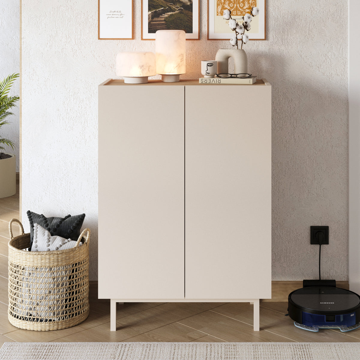 Yuru Design Sedra Шкаф за обувки Sepet - Бял - Естествено буково дърво SD8-CS – изображение 3