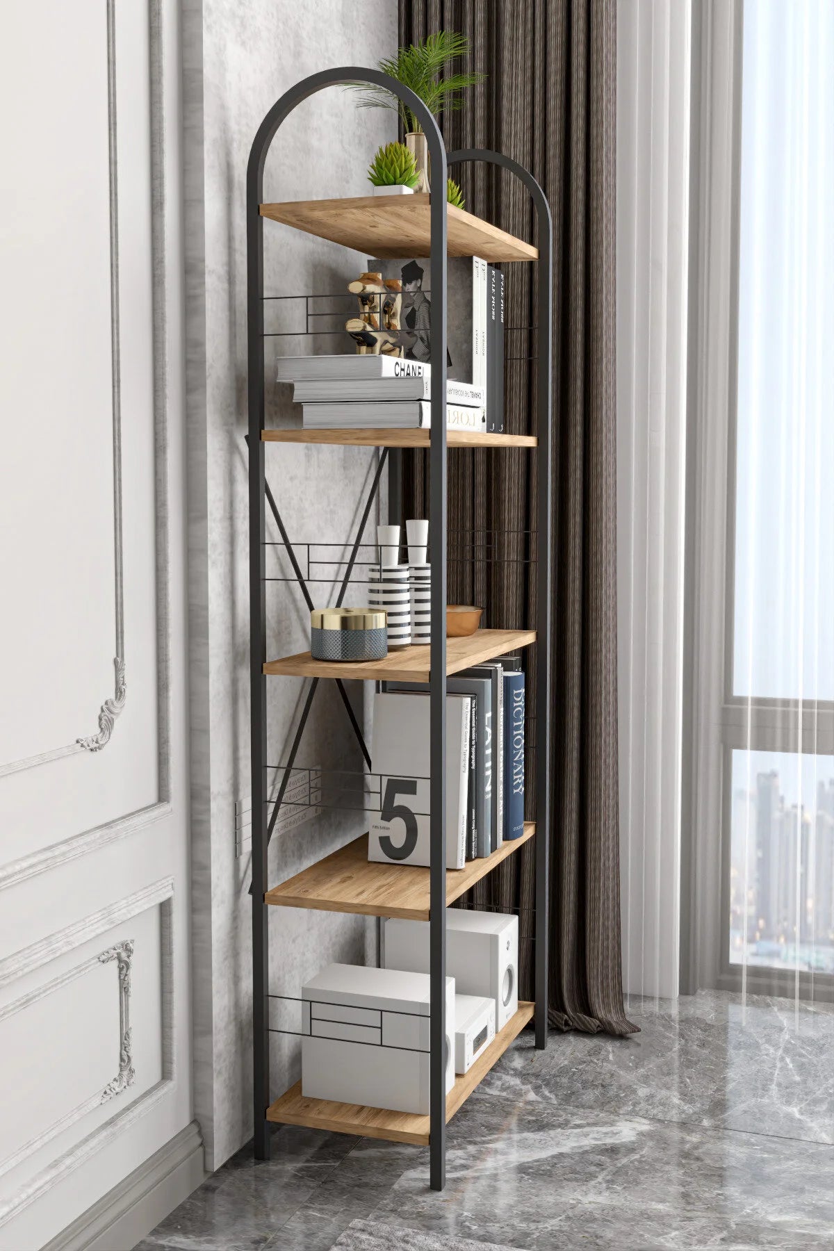 Метален рафт за книги Атлантически бор 180 cm – görsel 4