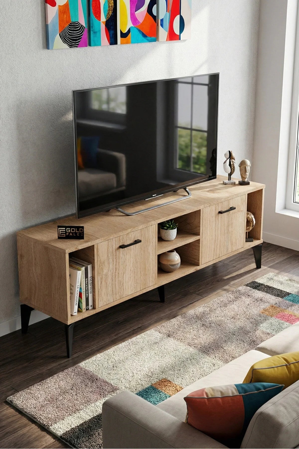 Поставка за телевизор Linya ПДЧ бежово 160x35 cm – изображение 6