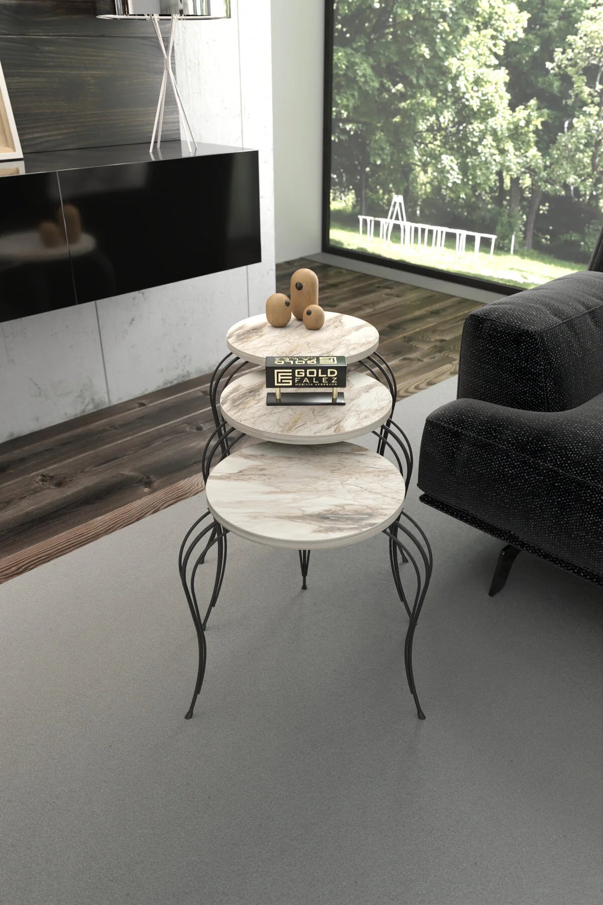 Маса за кафе Lükens Nesting Efes Бяла от 3 части