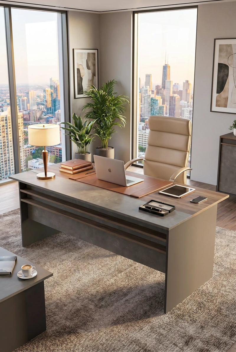 Vista A Office Работно бюро 180cm*90cm Кафяв-Бетон-Антрацит