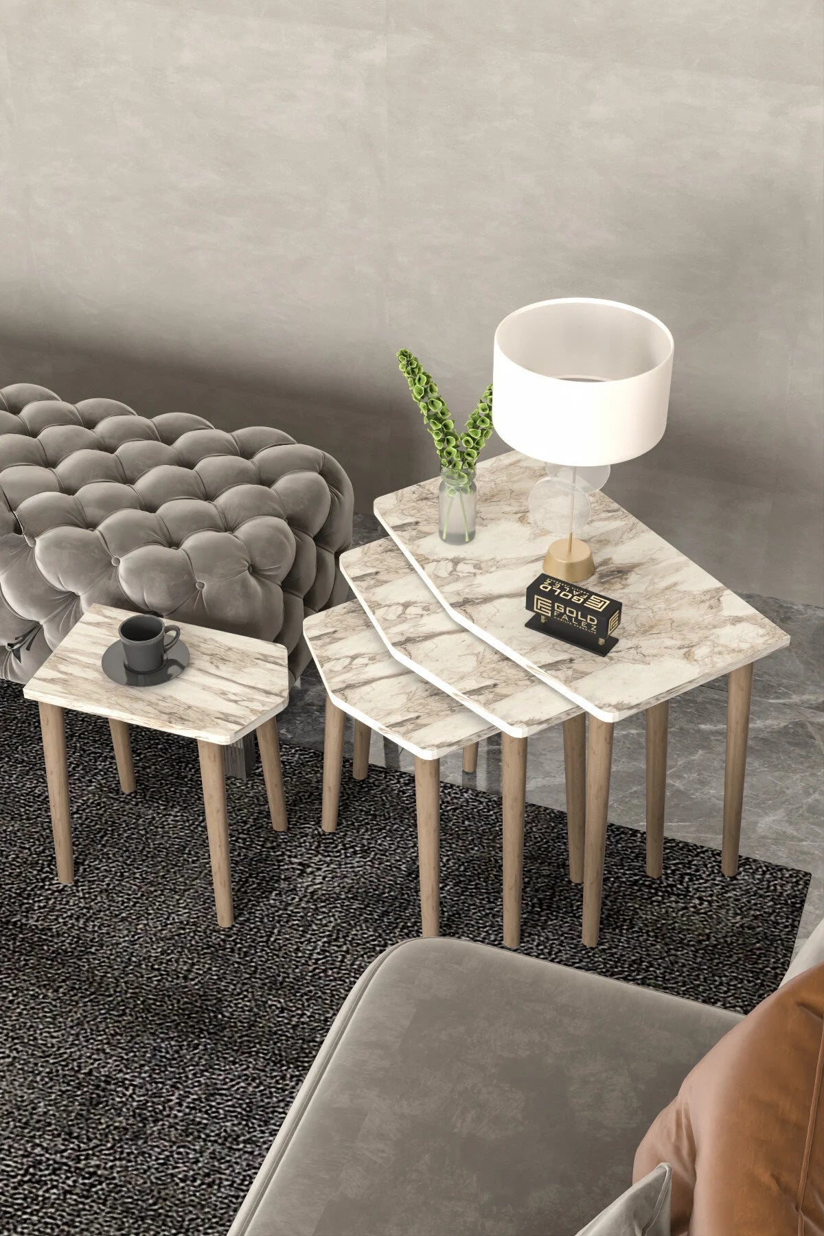 Холна маса Elya Nesting Екрю 4 бр – görsel 3