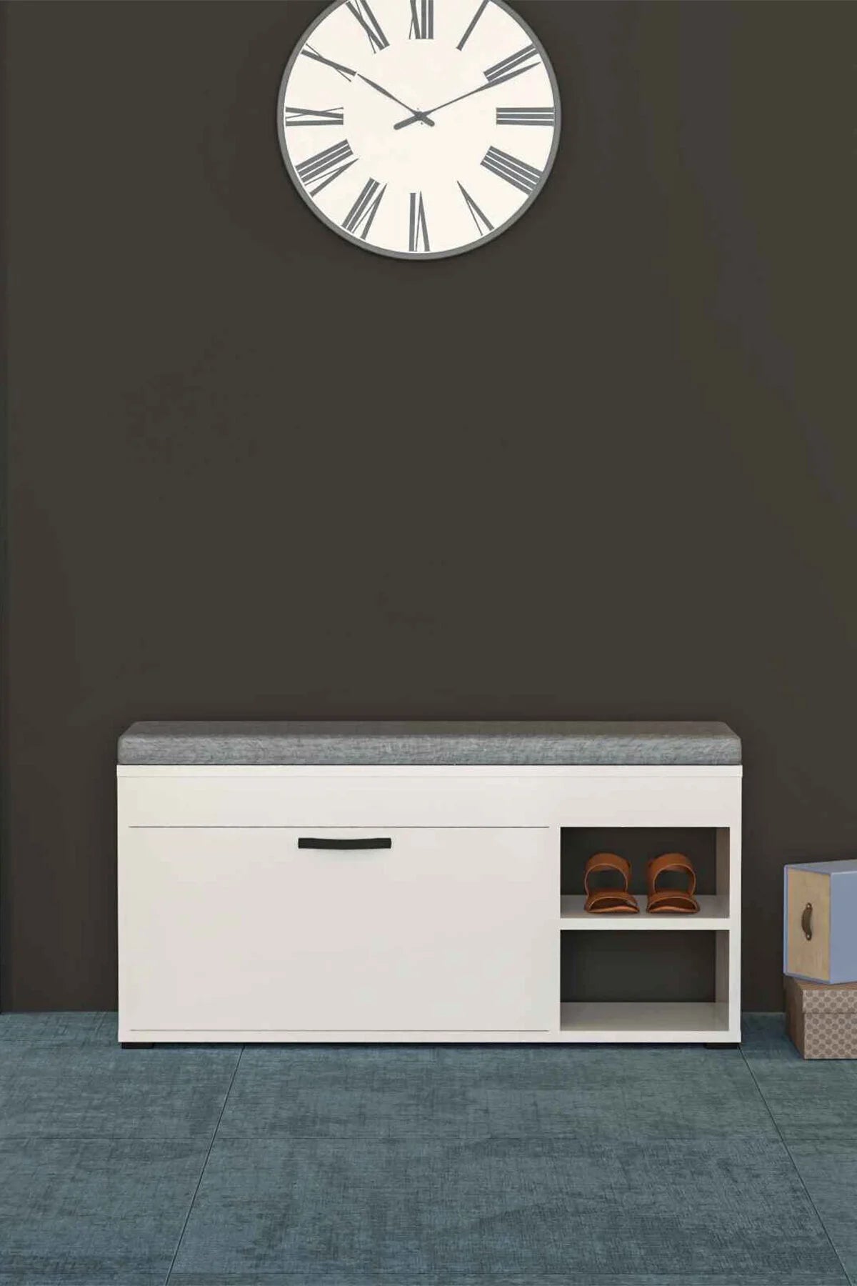 Пуф Стойка за обувки Пейка Бяла 90 cm – изображение 3