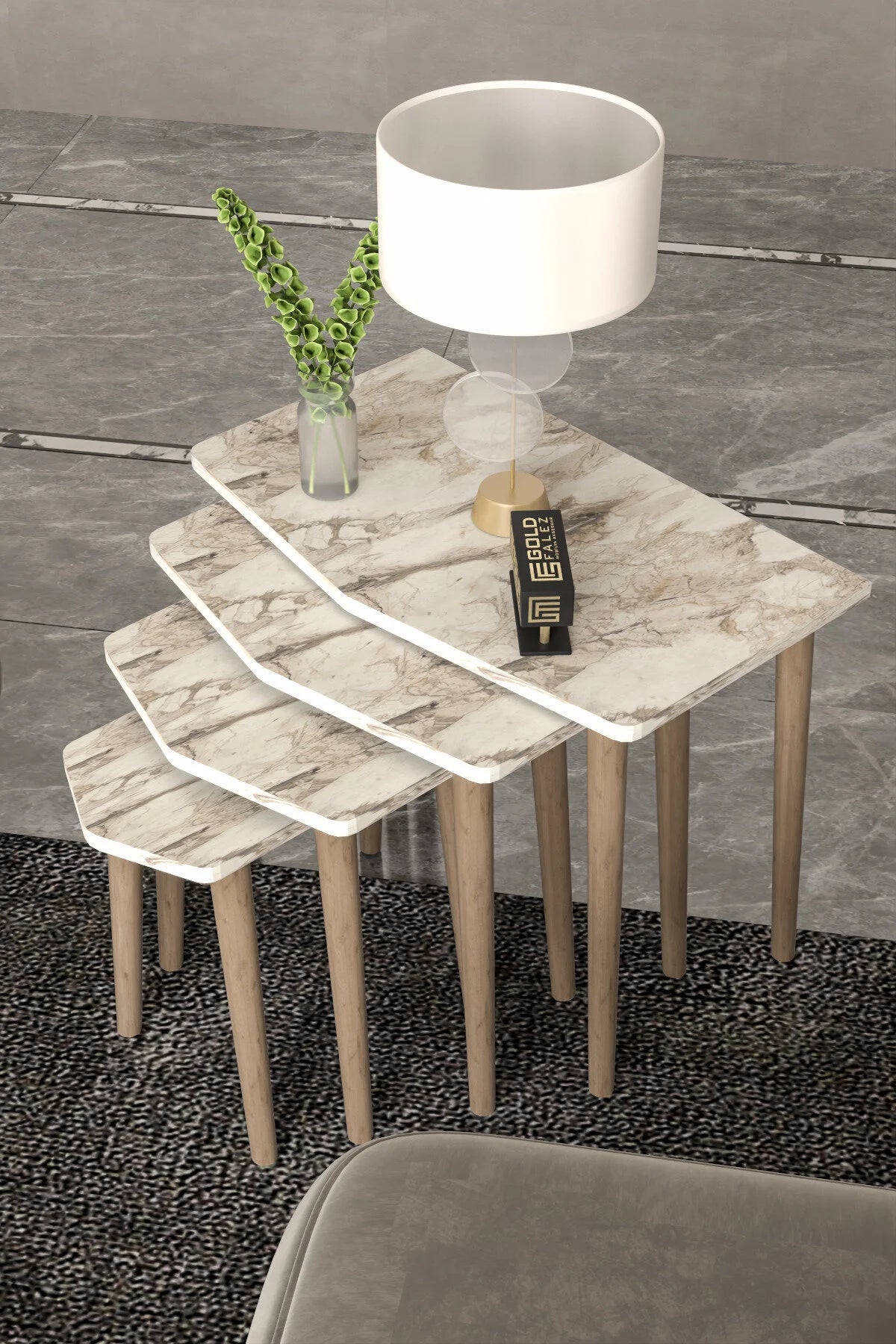 Холна маса Elya Nesting Екрю 4 бр