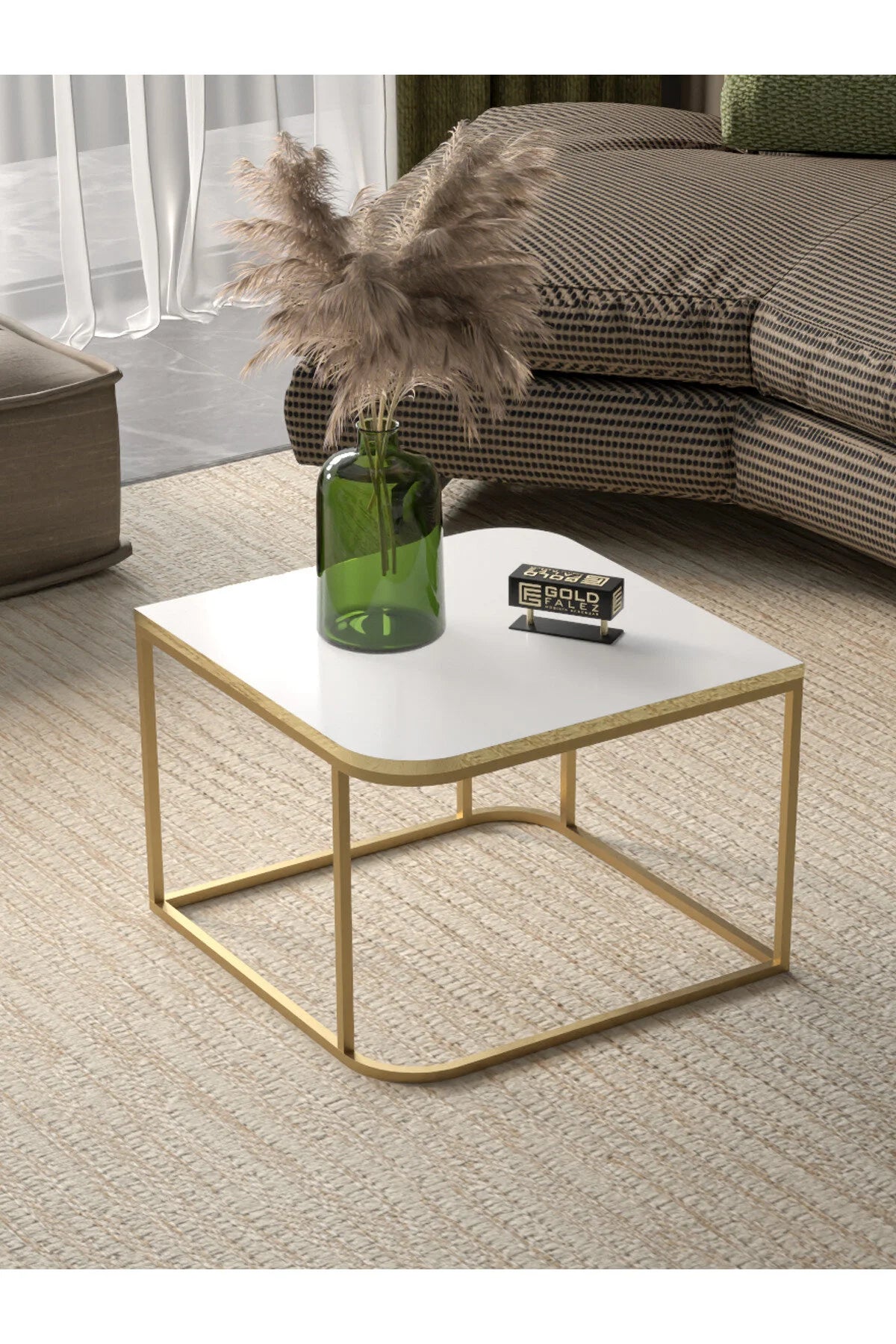 Холна маса Damla Gold Square Бяла – görsel 3