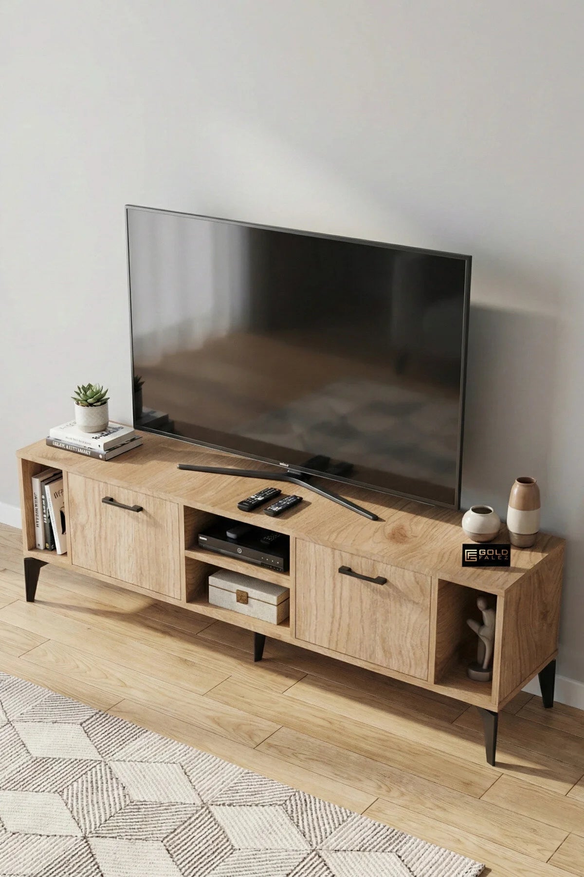 Поставка за телевизор Linya ПДЧ бежово 160x35 cm – изображение 4