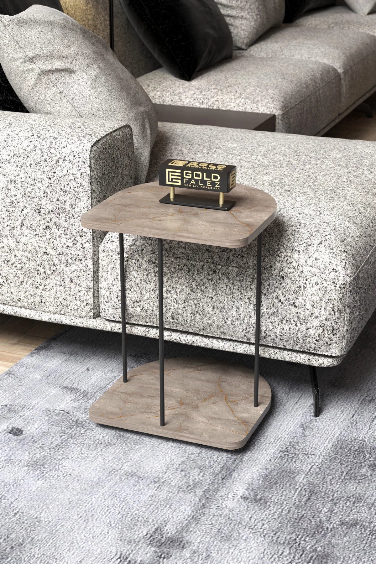 Hnd Овална холна маса на колела Gordion Grey – изображение 2