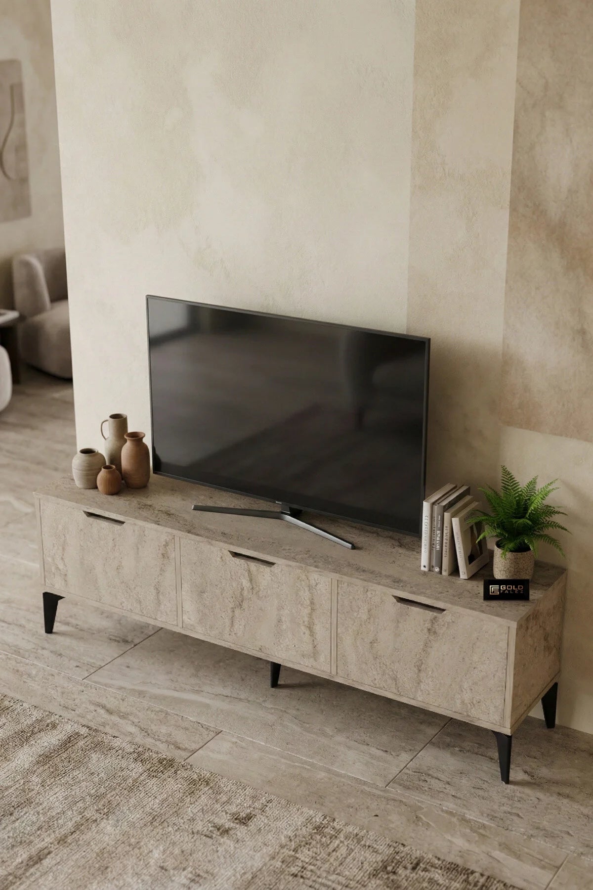 Поставка за телевизор Royal ПДЧ Екрю 160x35 – изображение 5