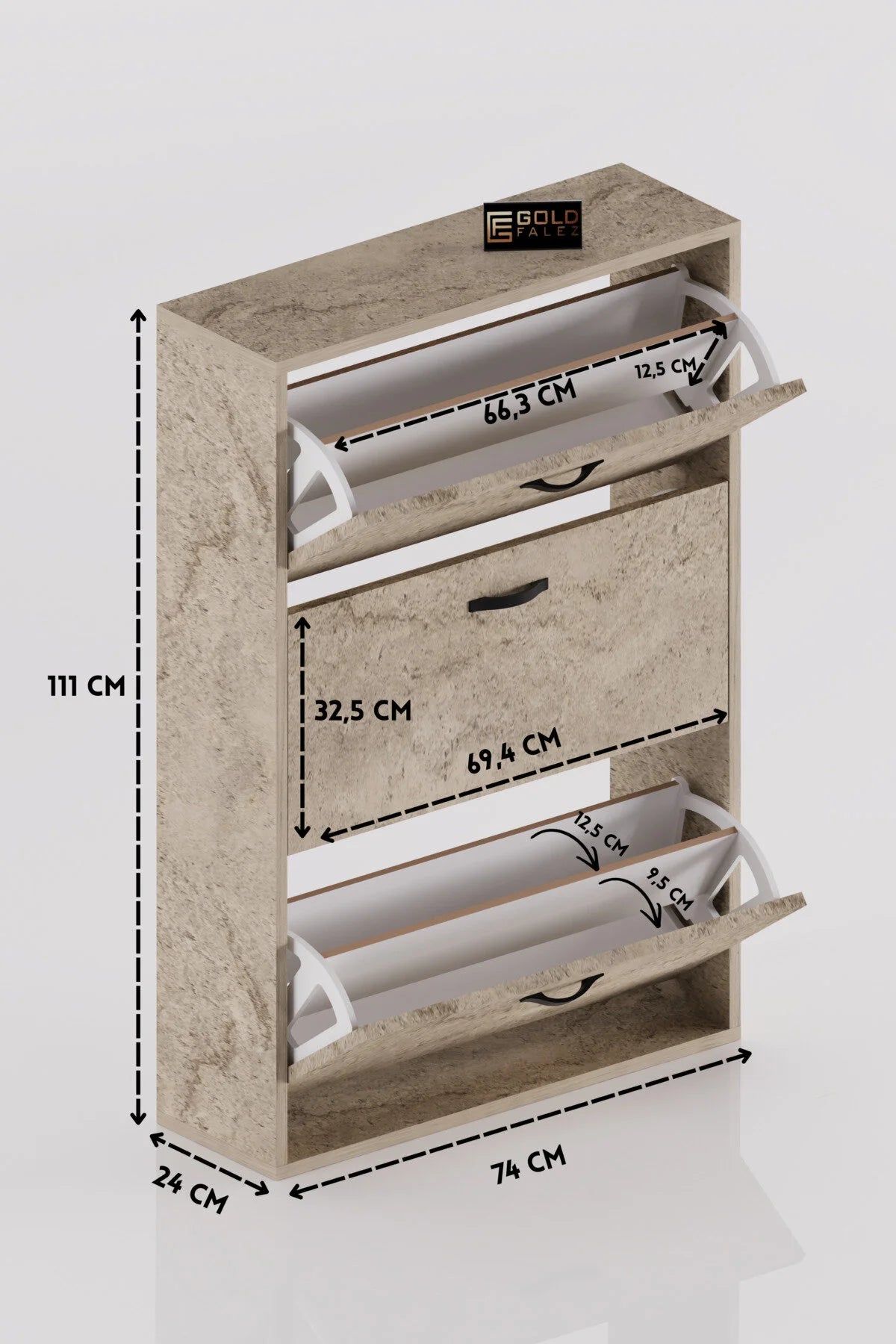 Поставка за обувки с падащ капак Ecru 74 cm – görsel 2