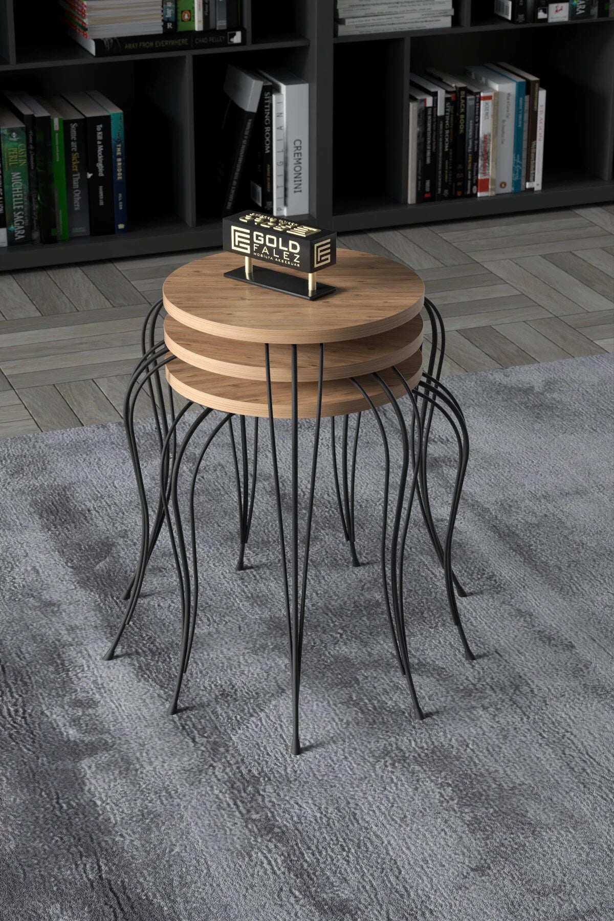 Маса за кафе Lükens Nesting от бор 3 бр – изображение 3