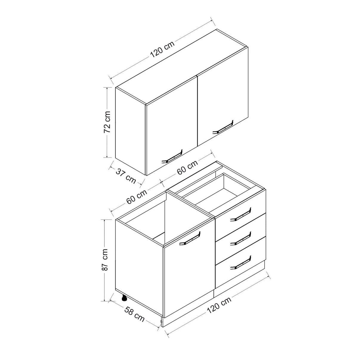 120 Cm Кухненски шкаф Бял 120-B2 – görsel 8