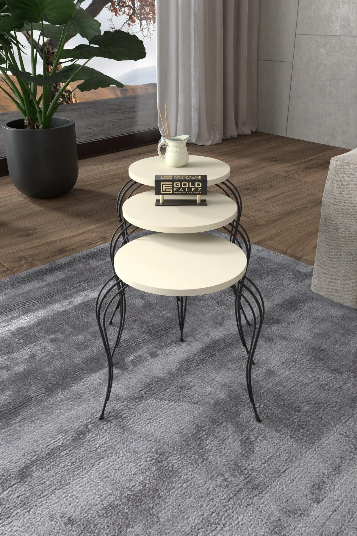 Маса за кафе Lükens Nesting Cream Beige Комплект от 3 бр – изображение 2