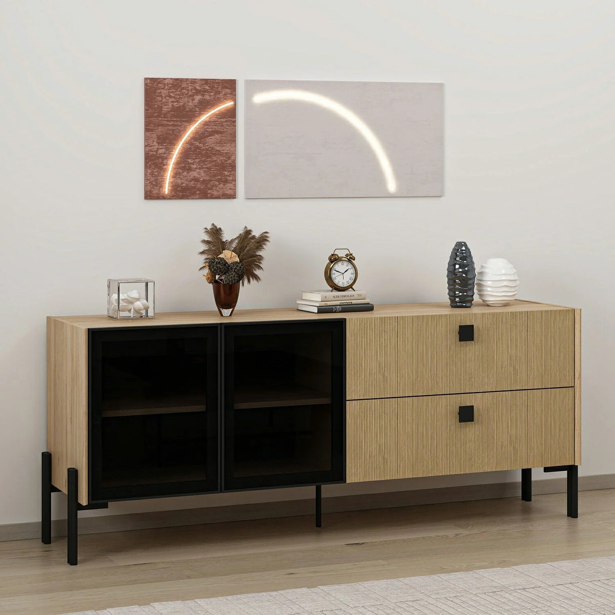 Maren Console 2 Glass Doors 2c Basket G Yunus – image 2