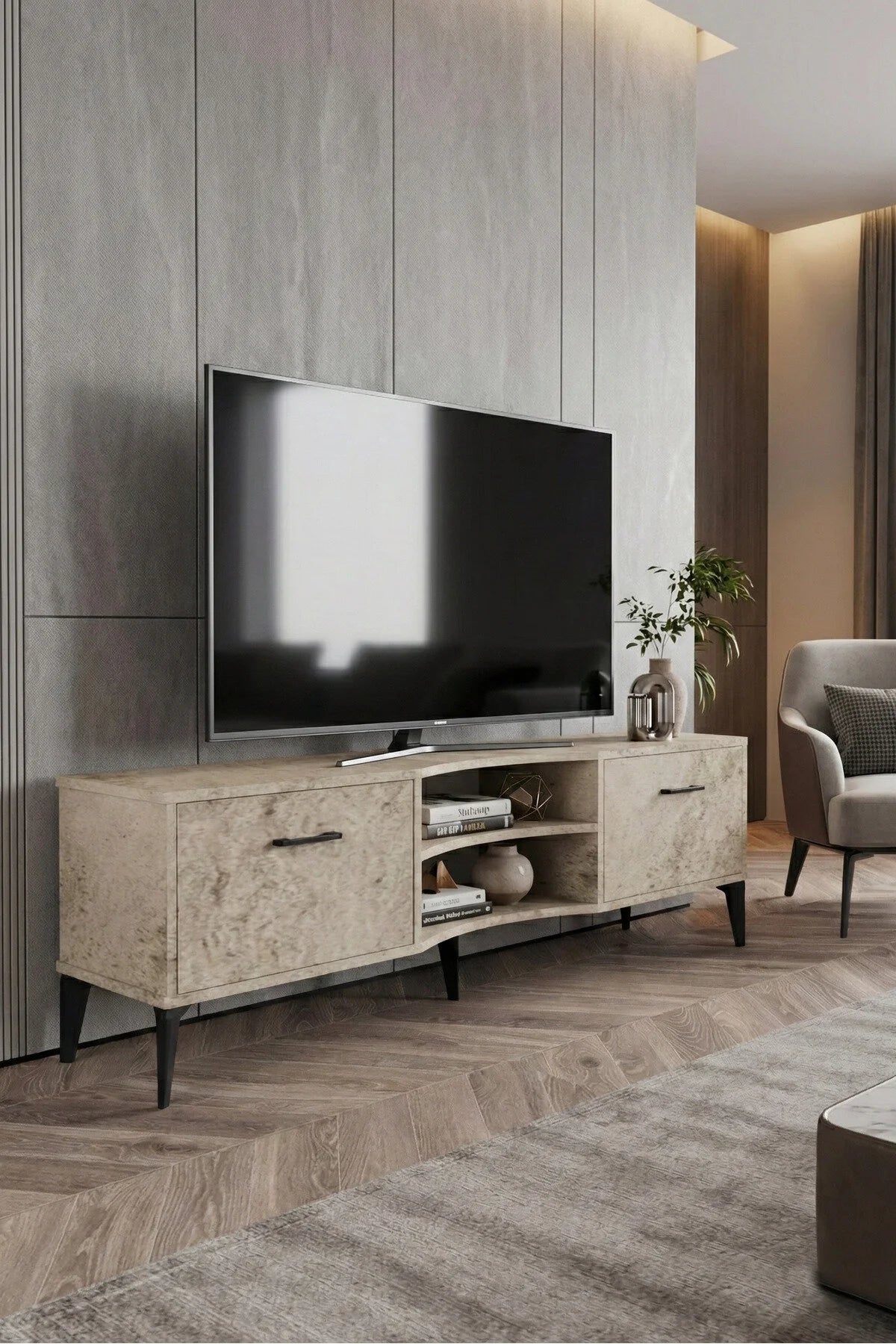 Стойка за телевизор Вера ПДЧ Екрю 160x35 – изображение 5