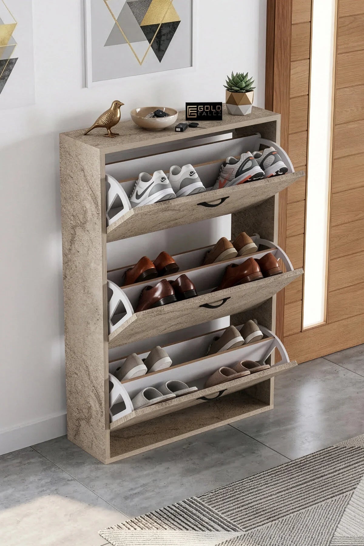 Поставка за обувки с падащ капак Ecru 74 cm – görsel 6