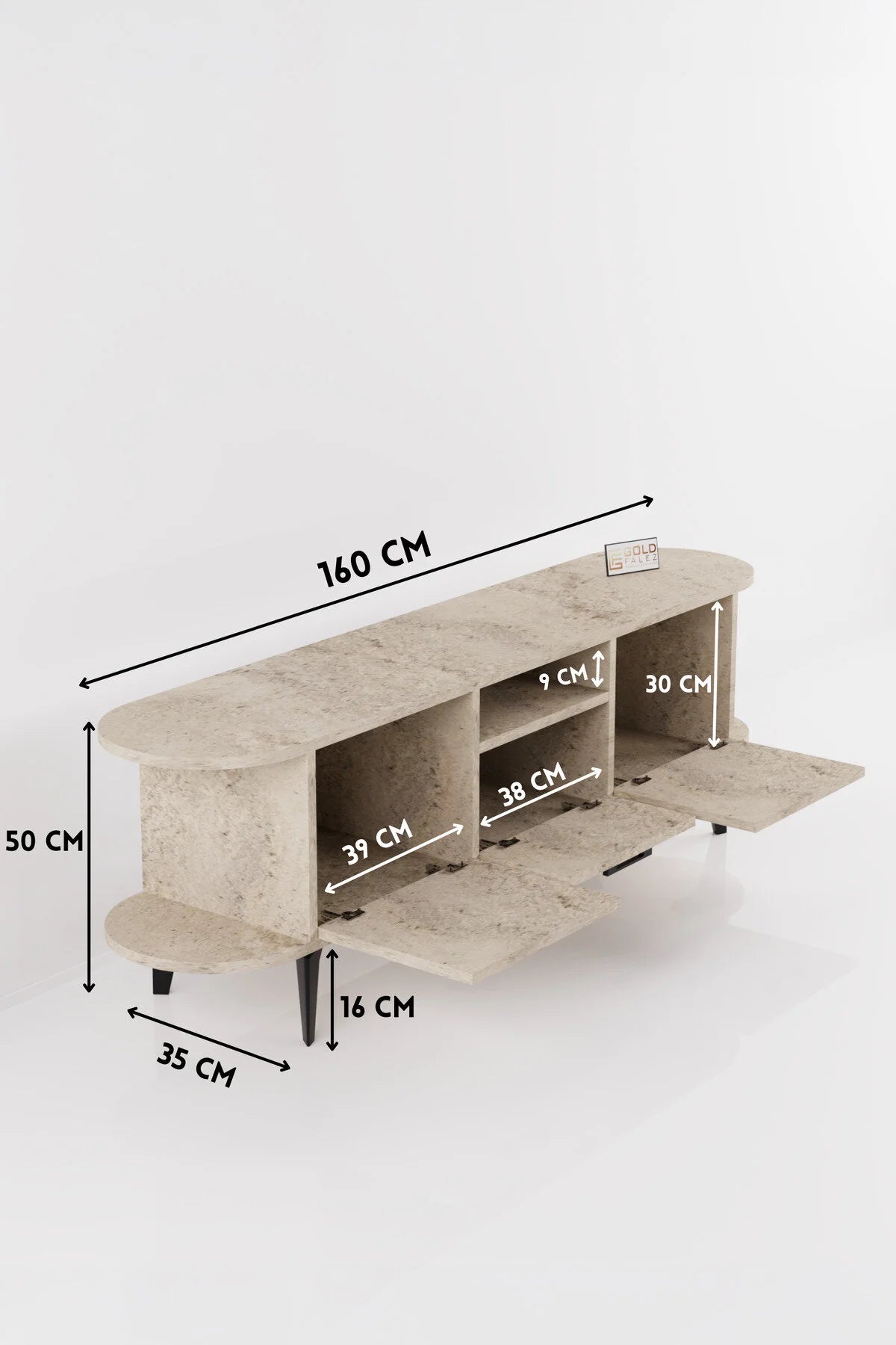 Mira TV Stand Chipboard Ecru 160x35 cm – image 2