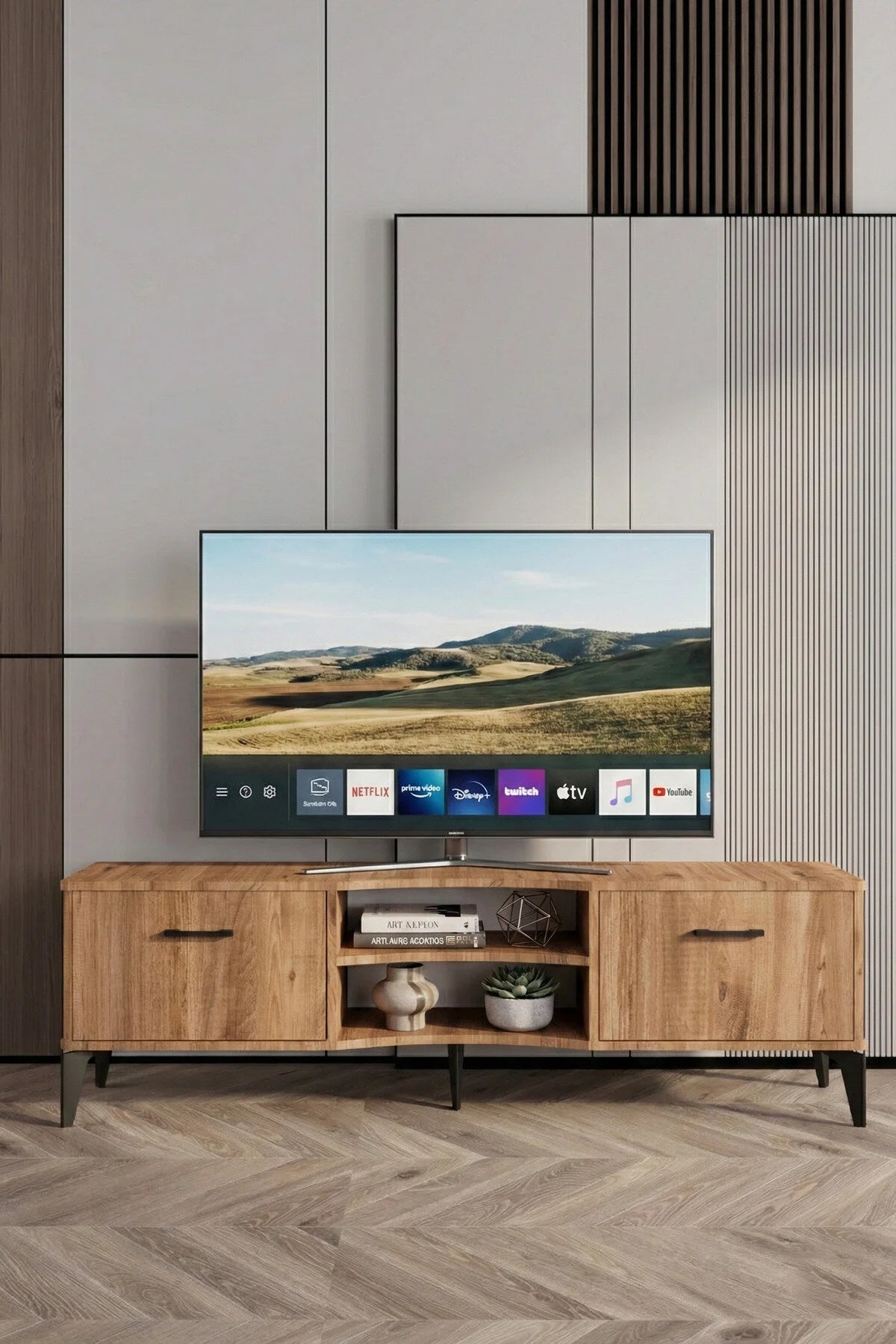 Стойка за телевизор Vera ПДЧ кафява 160x35 cm – изображение 4