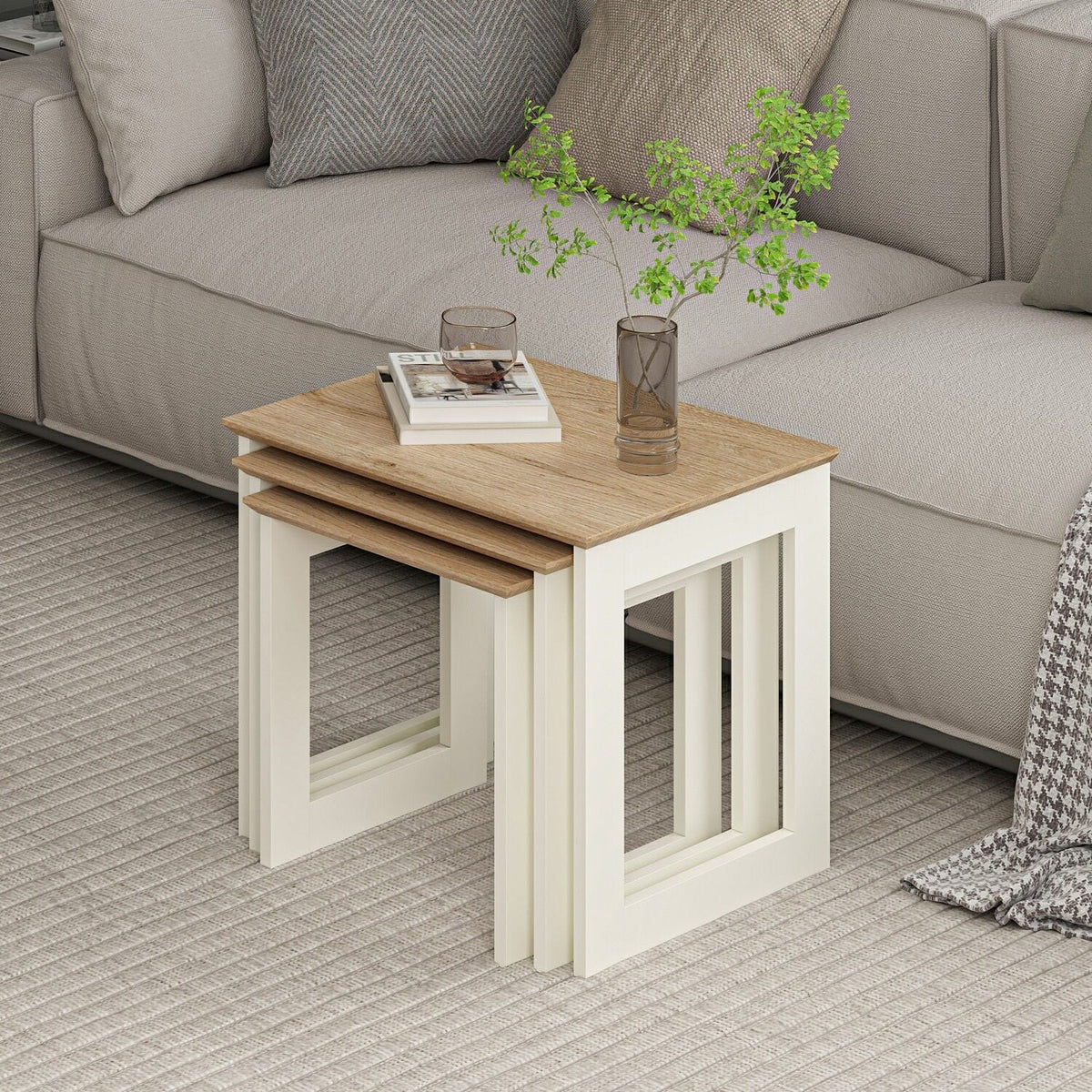 Маса за кафе Marlo Nesting 3бр. - Лунен камък - Дълбока кошница – изображение 2
