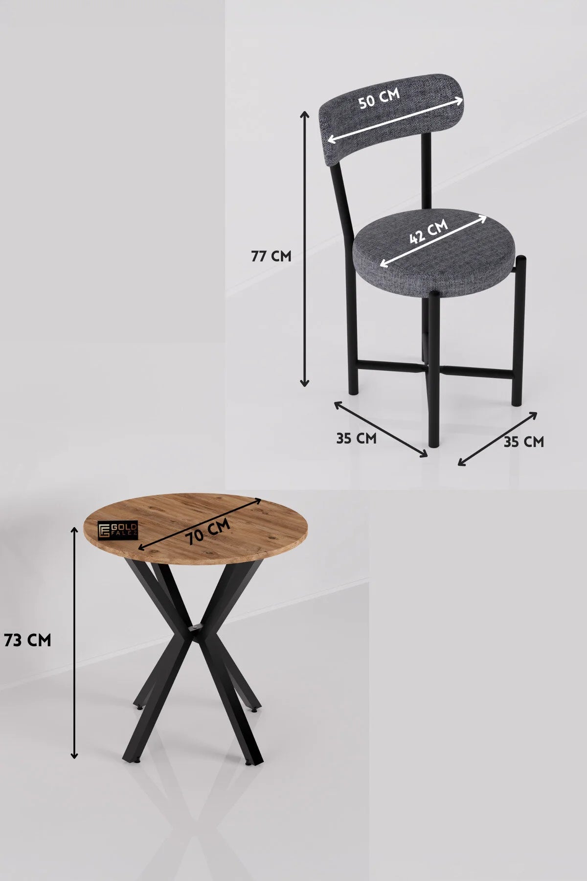 Комплект маса Теди Сив 70 cm – görsel 2