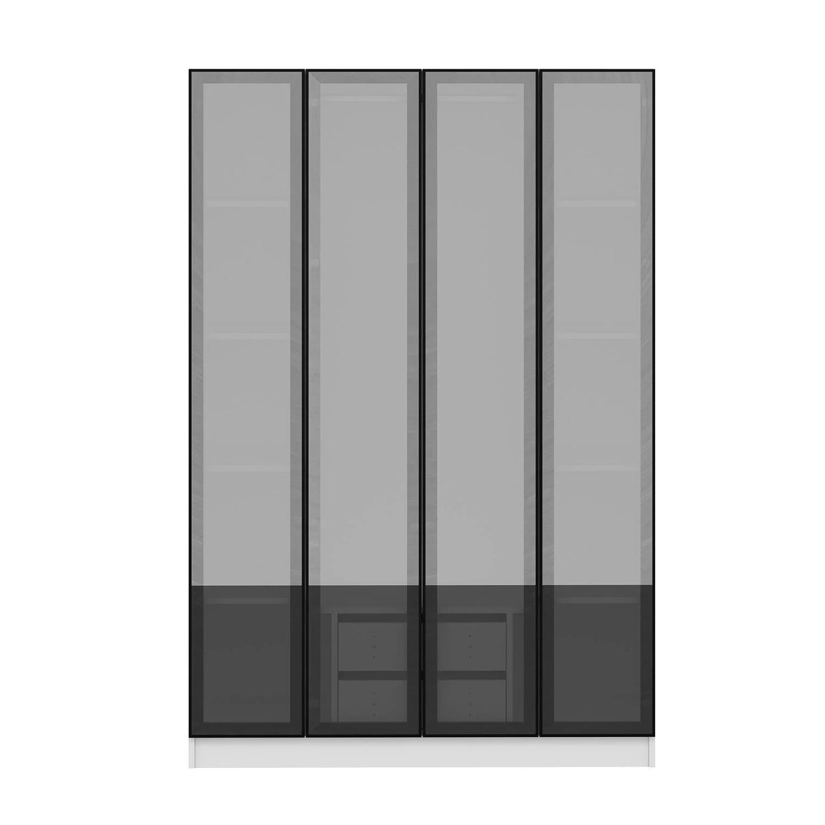 Alin 4 Doors Hidden 2 Drawers Reflective Glass Doors Cabinet White – image 6