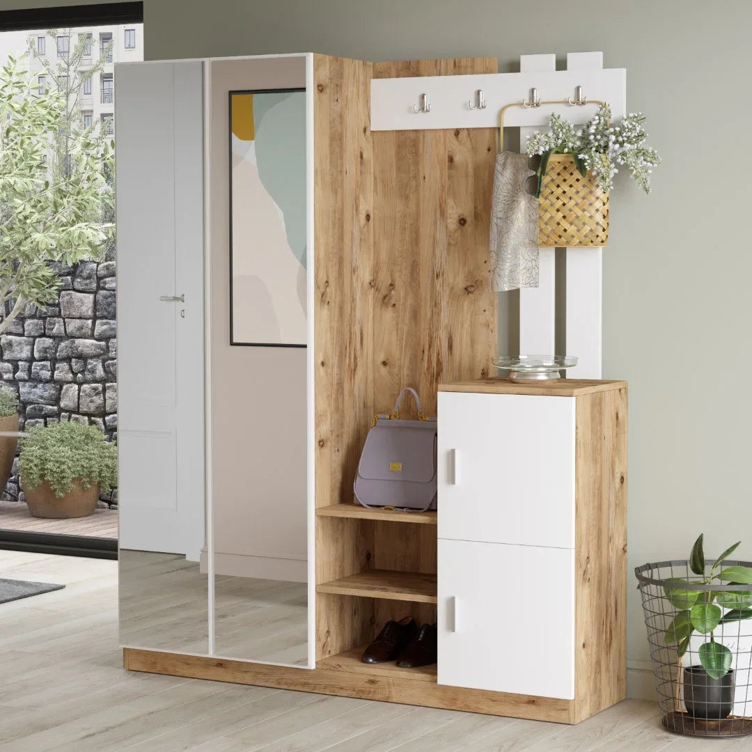 Козирка Гардеробна Поставка за обувки Поставка за обувки Pine-White – изображение 2