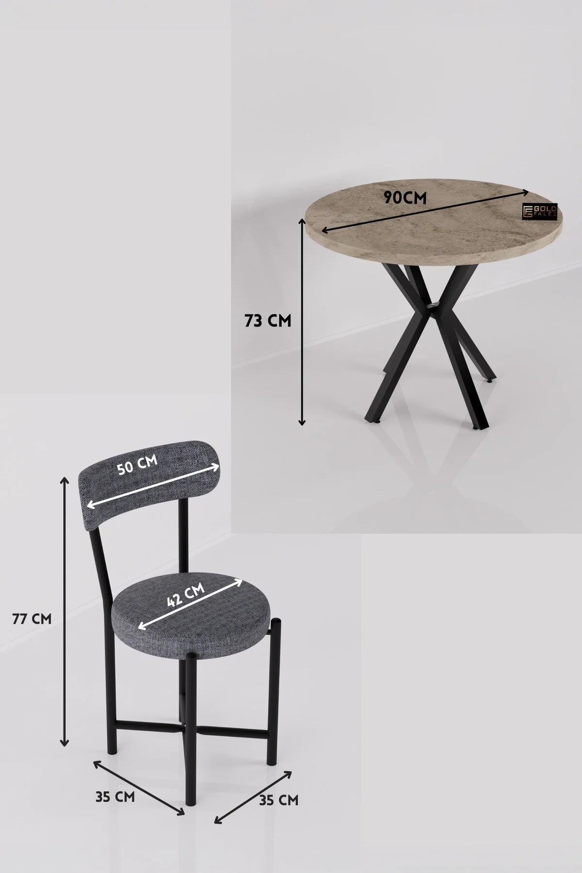 Комплект за маса Теди Екрю Антрацит 90 cm – изображение 5