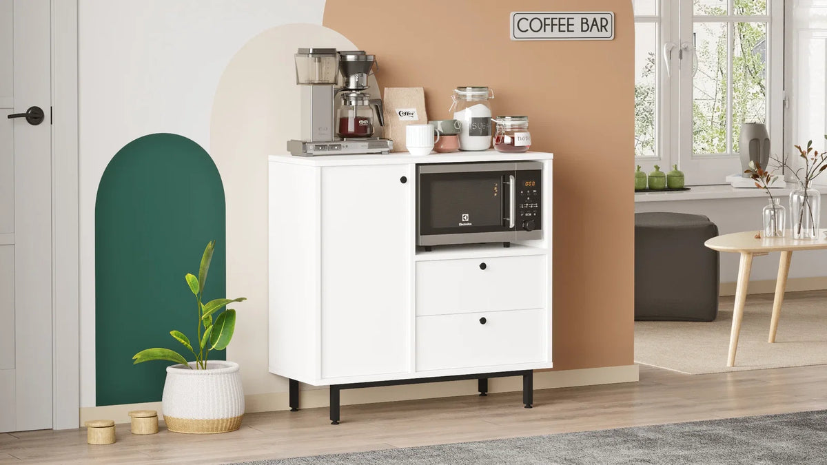 Серия Royce Coffee Corner Многофункционален шкаф Кухненски шкаф Бял – изображение 5