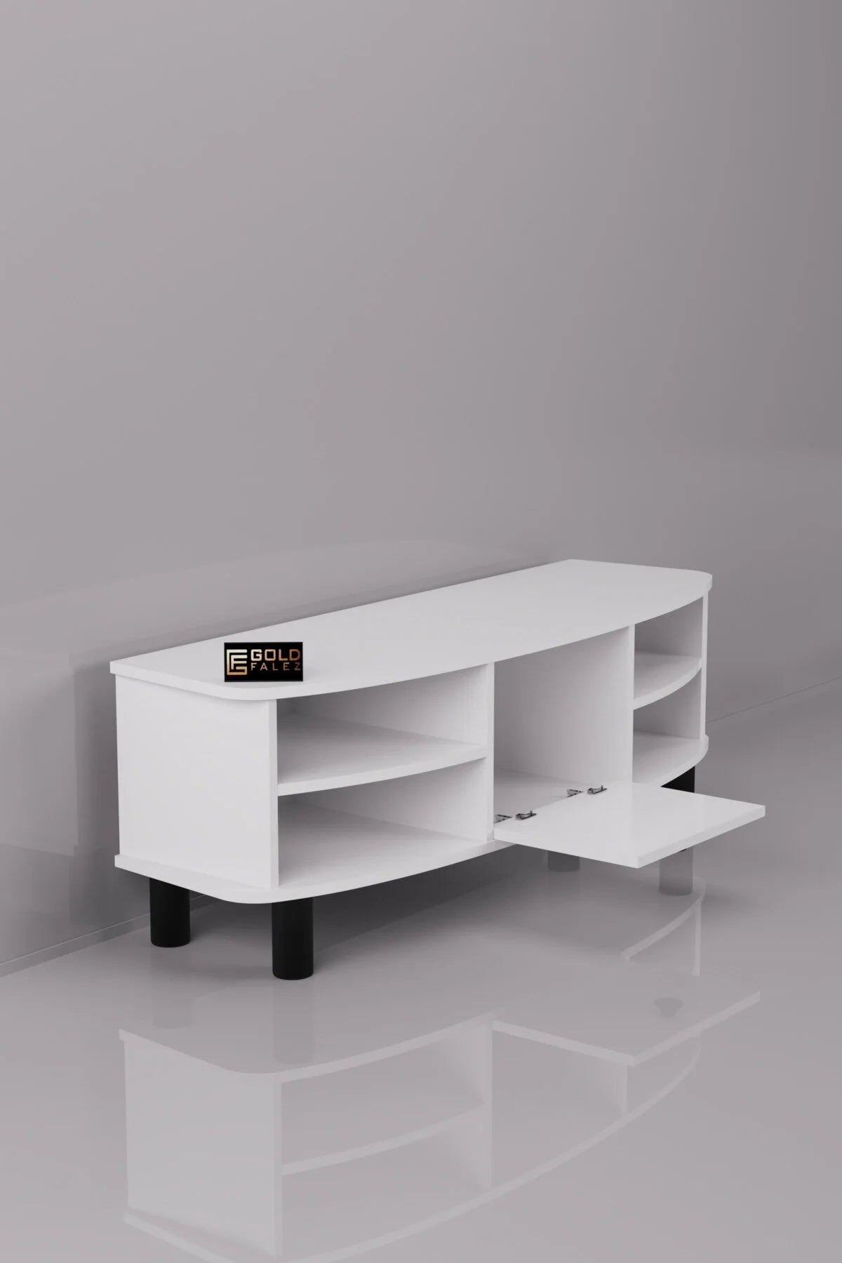 Стойка за телевизор Vienna ПДЧ бяла 136x44 cm – изображение 7